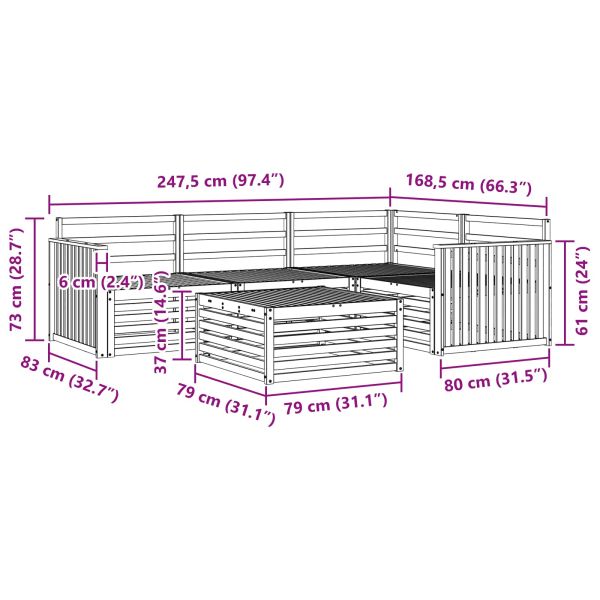 Комплект дивани за открито 5 pcs Естествен