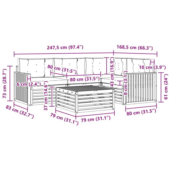 Комплект дивани за открито 5 pcs Натурален и Крема