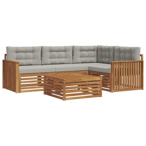 Комплект дивани за открито 5 pcs Естествено и светло сиво