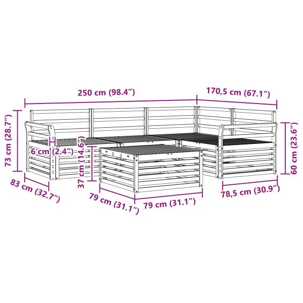Комплект дивани за открито 5 pcs Естествен