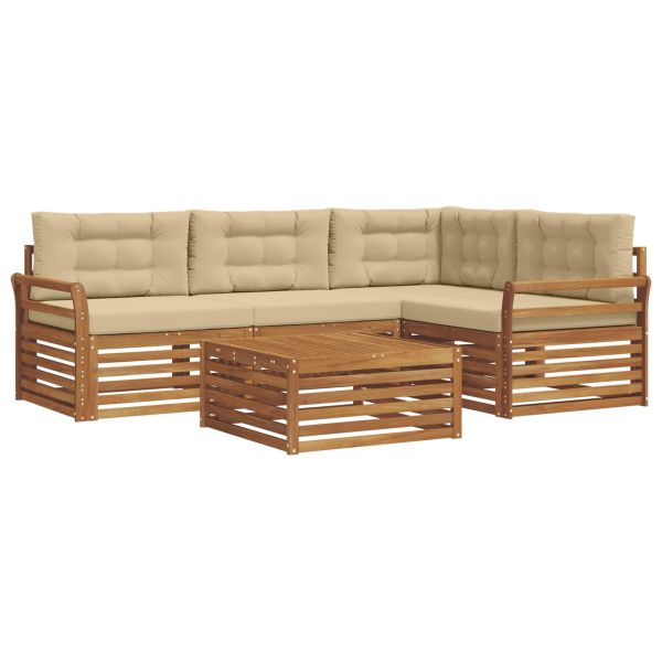 Комплект дивани за открито 5 pcs Натурален и Бежов