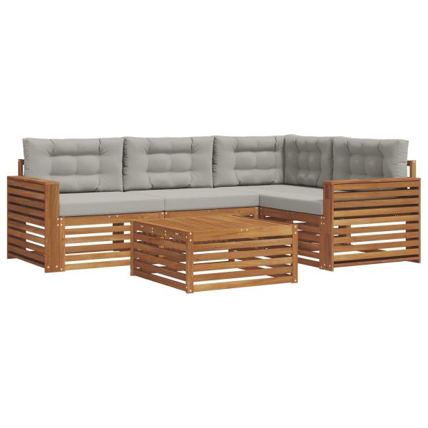 Комплект дивани за открито 5 pcs Естествено и светло сиво