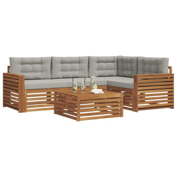 Комплект дивани за открито 5 pcs Естествено и светло сиво