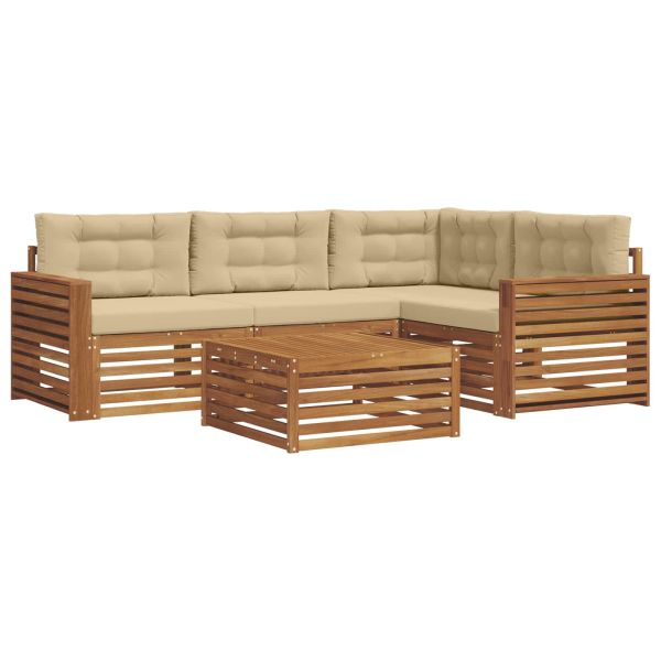 Комплект дивани за открито 5 pcs Натурален и Бежов