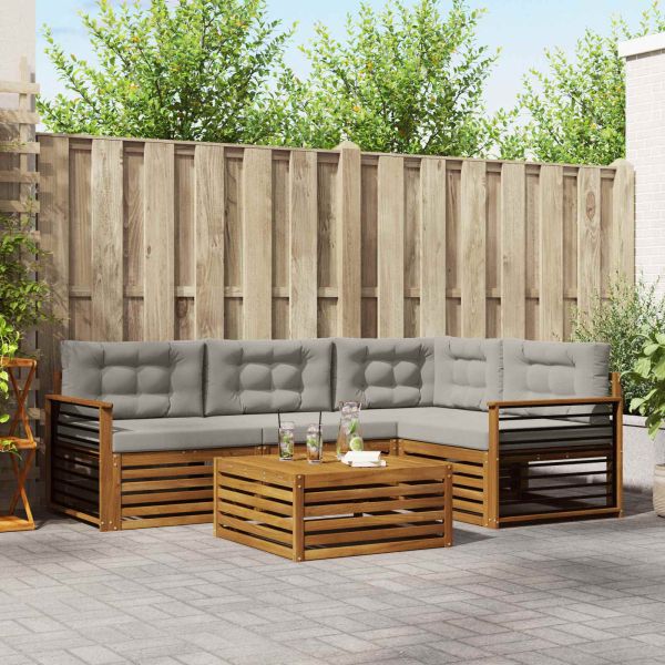 Комплект дивани за открито 5 pcs Естествено и светло сиво