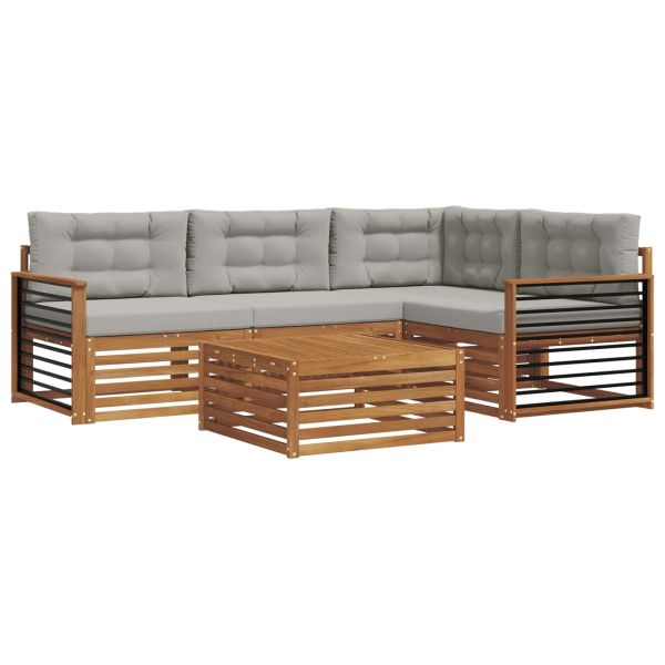 Комплект дивани за открито 5 pcs Естествено и светло сиво