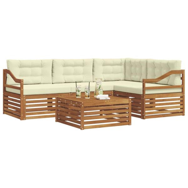 Комплект дивани за открито 5 pcs Натурален и Крема