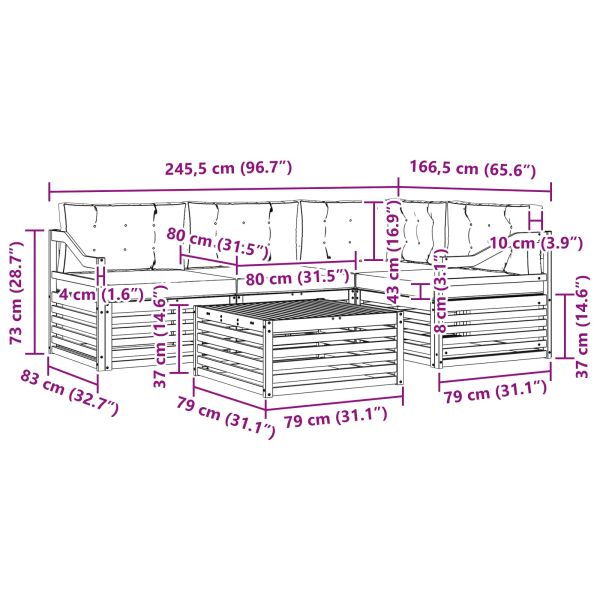 Комплект дивани за открито 5 pcs Натурален и Крема