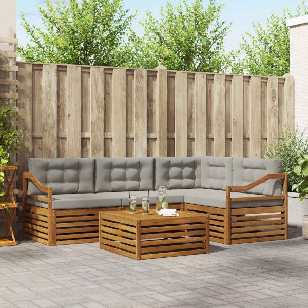 Комплект дивани за открито 5 pcs Естествено и светло сиво