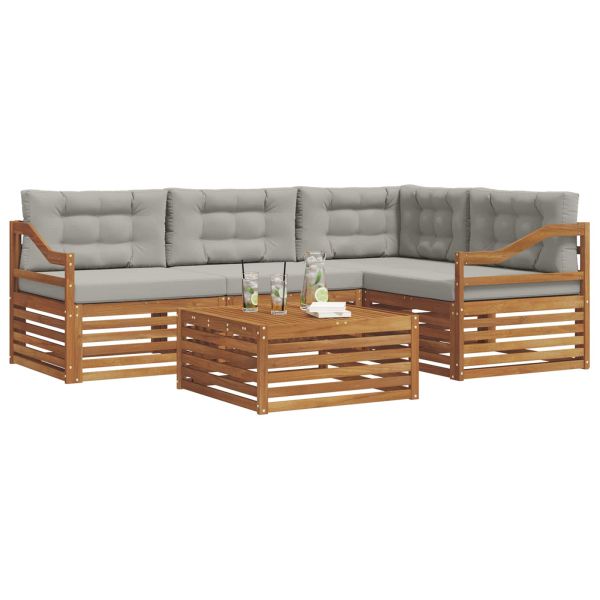 Комплект дивани за открито 5 pcs Естествено и светло сиво