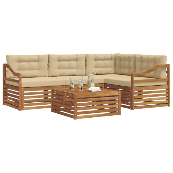 Комплект дивани за открито 5 pcs Натурален и Бежов