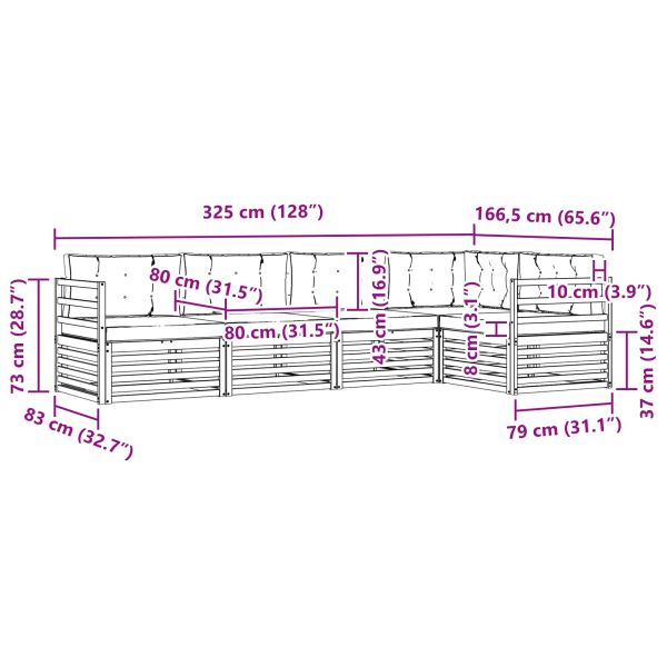 Комплект дивани за открито 5 pcs Натурален и Крема