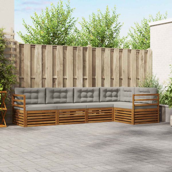 Комплект дивани за открито 5 pcs Естествено и светло сиво