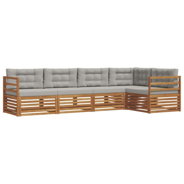 Комплект дивани за открито 5 pcs Естествено и светло сиво