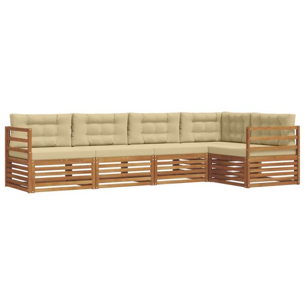 Комплект дивани за открито 5 pcs Натурален и Бежов