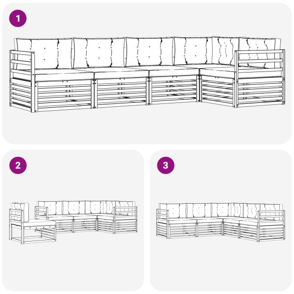 Комплект дивани за открито 5 pcs Натурален и Бежов