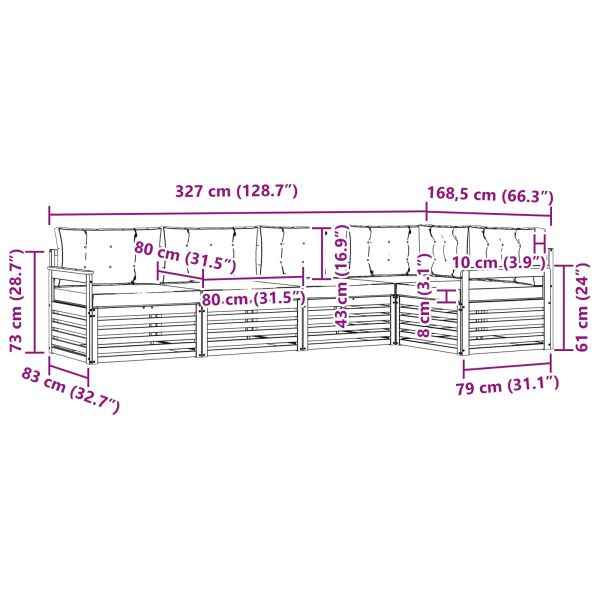 Комплект дивани за открито 5 pcs Натурален и Крема