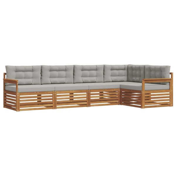 Комплект дивани за открито 5 pcs Естествено и светло сиво