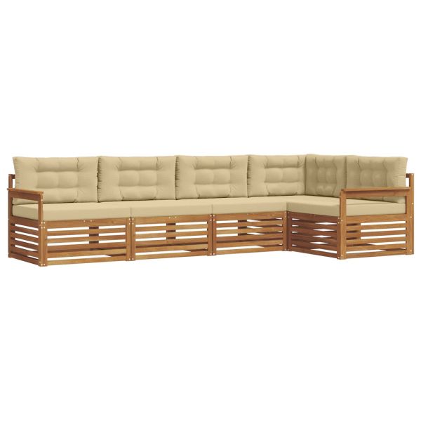 Комплект дивани за открито 5 pcs Натурален и Бежов