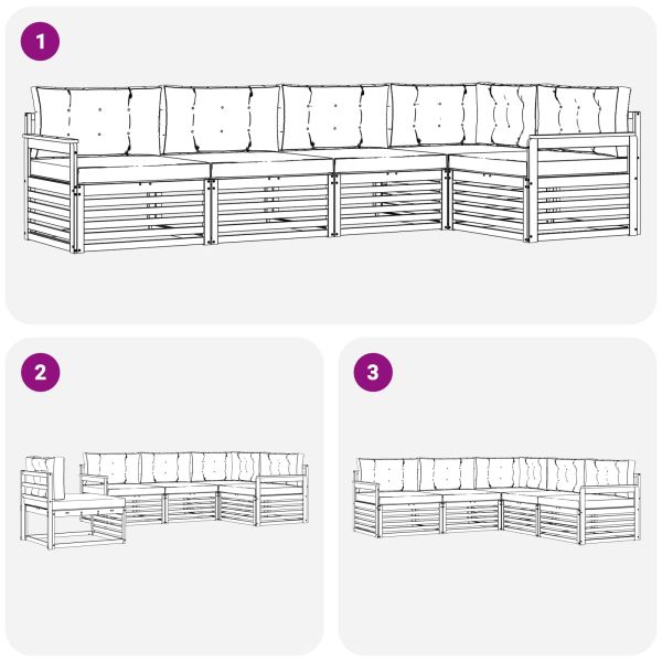 Комплект дивани за открито 5 pcs Натурален и Бежов