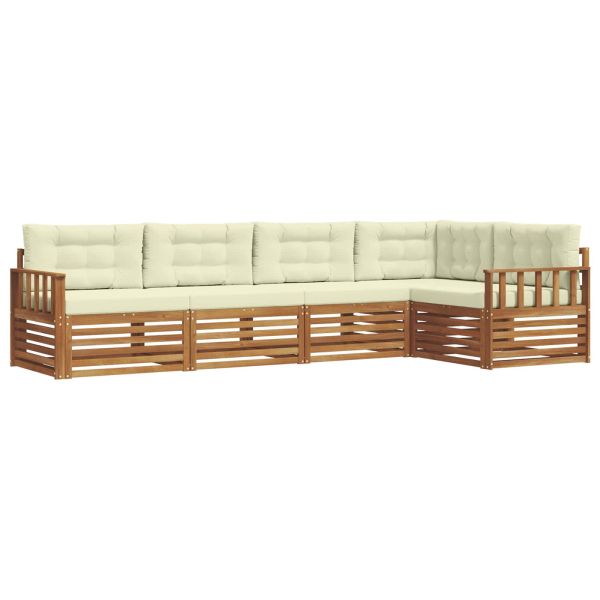Комплект дивани за открито 5 pcs Натурален и Крема