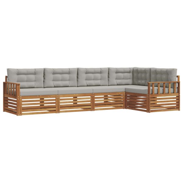 Комплект дивани за открито 5 pcs Естествено и светло сиво