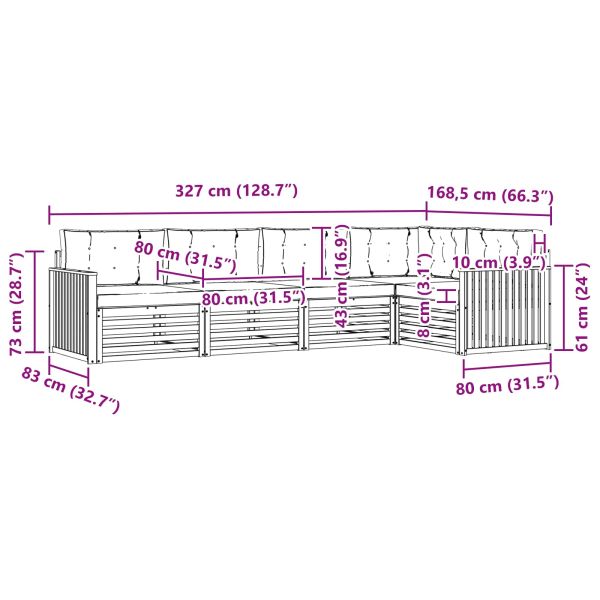 Комплект дивани за открито 5 pcs Натурален и Крема