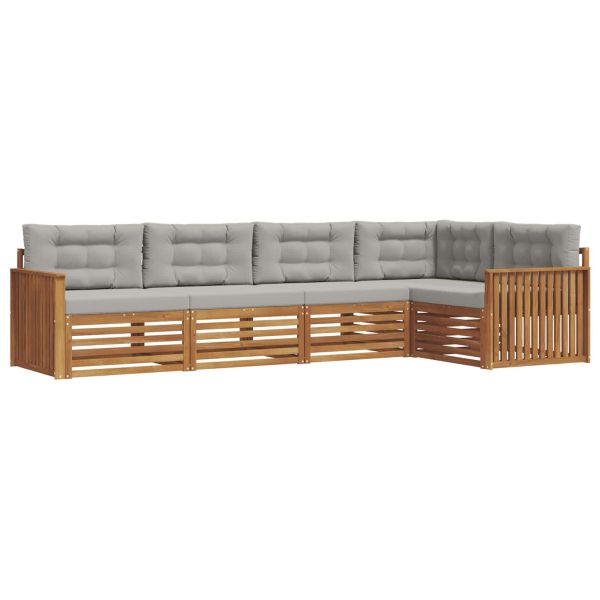 Комплект дивани за открито 5 pcs Естествено и светло сиво