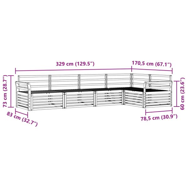 Комплект дивани за открито 5 pcs Естествен