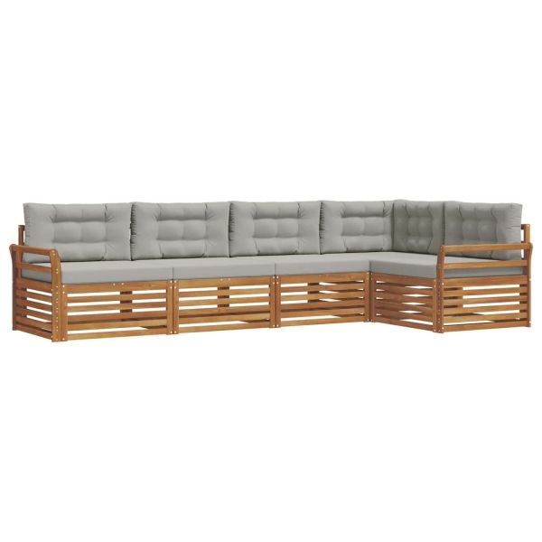 Комплект дивани за открито 5 pcs Естествено и светло сиво