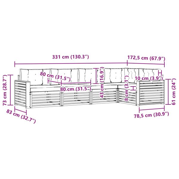 Комплект дивани за открито 5 pcs Натурален и Крема