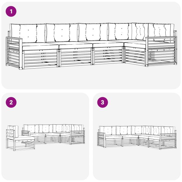 Комплект дивани за открито 5 pcs Натурален и Крема
