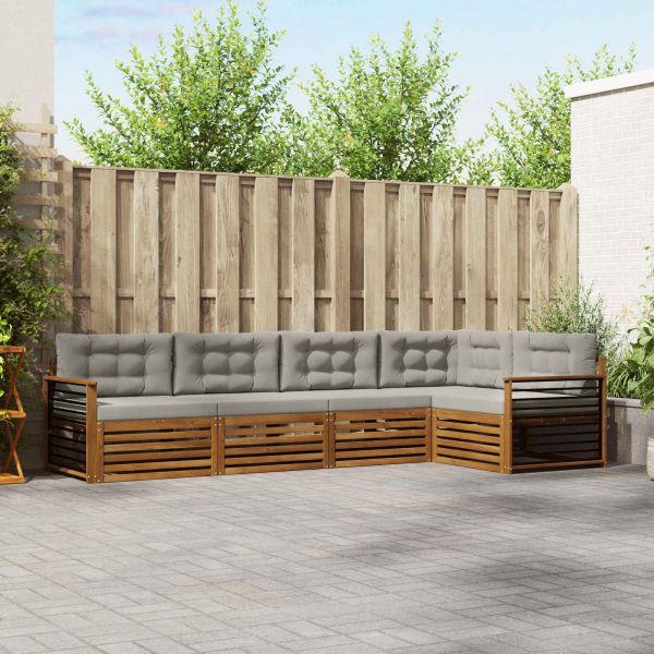 Комплект дивани за открито 5 pcs Естествено и светло сиво