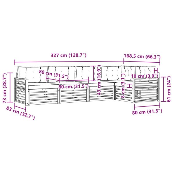 Комплект дивани за открито 5 pcs Естествено и светло сиво