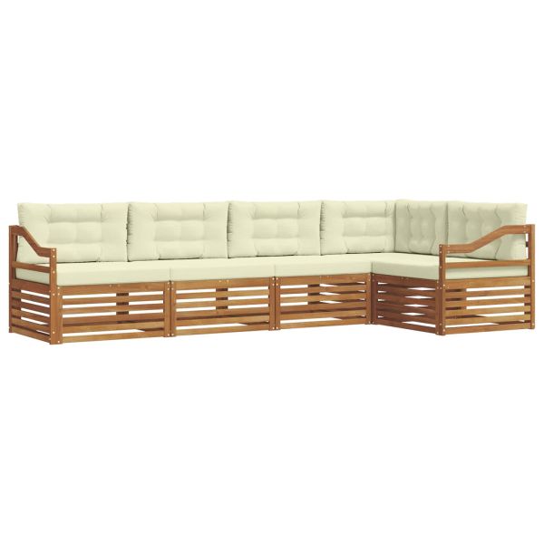 Комплект дивани за открито 5 pcs Натурален и Крема