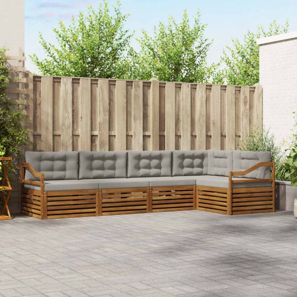 Комплект дивани за открито 5 pcs Естествено и светло сиво