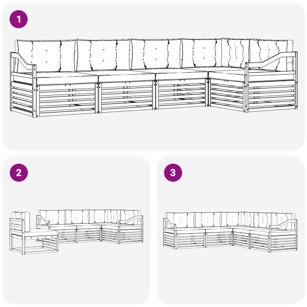 Комплект дивани за открито 5 pcs Естествено и светло сиво