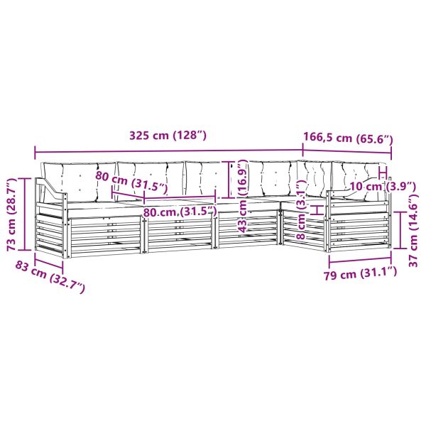 Комплект дивани за открито 5 pcs Натурален и Бежов