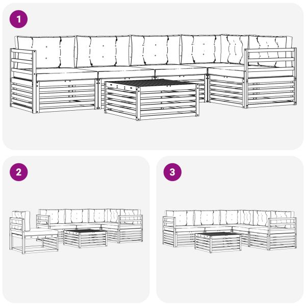 Комплект дивани за открито 6 pcs Натурален и Крема
