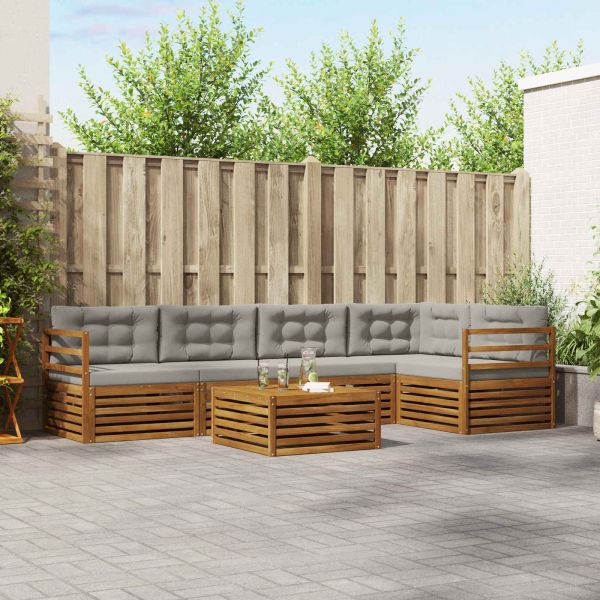 Комплект дивани за открито 6 pcs Естествено и светло сиво