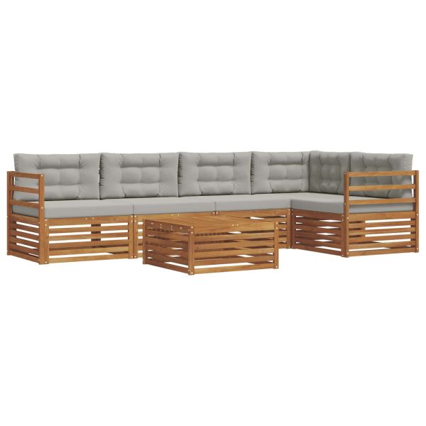 Комплект дивани за открито 6 pcs Естествено и светло сиво