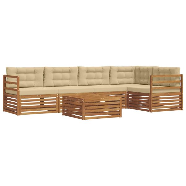 Комплект дивани за открито 6 pcs Натурален и Бежов