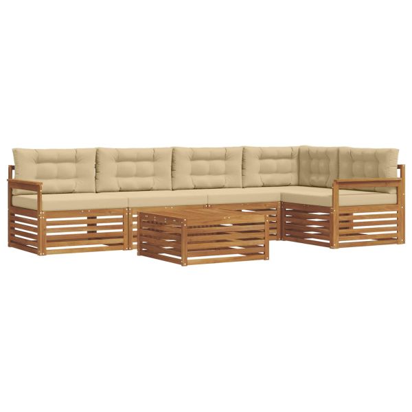 Комплект дивани за открито 6 pcs Натурален и Бежов