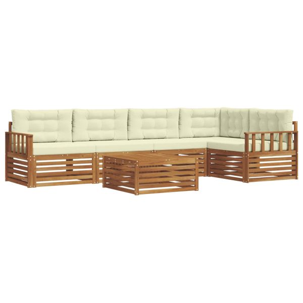 Комплект дивани за открито 6 pcs Натурален и Крема