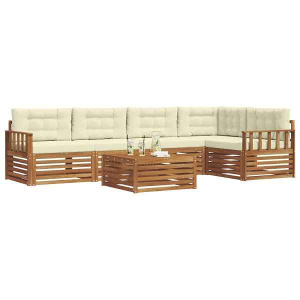 Комплект дивани за открито 6 pcs Натурален и Крема