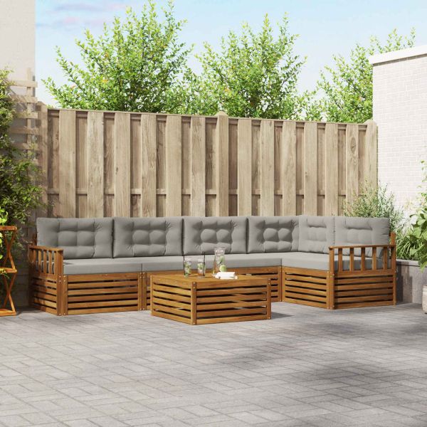 Комплект дивани за открито 6 pcs Естествено и светло сиво