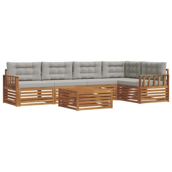 Комплект дивани за открито 6 pcs Естествено и светло сиво