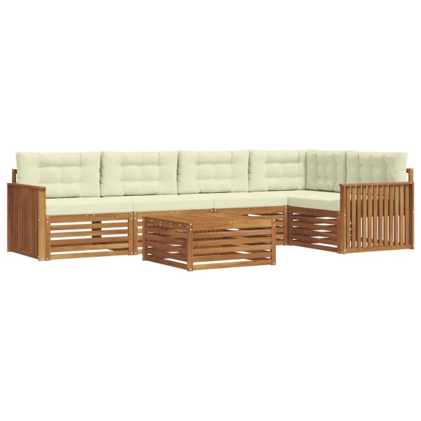 Комплект дивани за открито 6 pcs Натурален и Крема