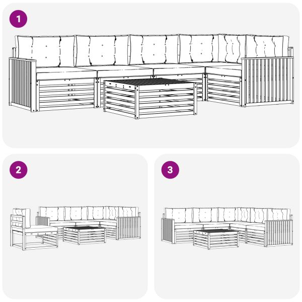 Комплект дивани за открито 6 pcs Натурален и Крема