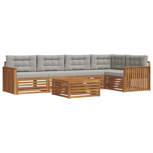 Комплект дивани за открито 6 pcs Естествено и светло сиво